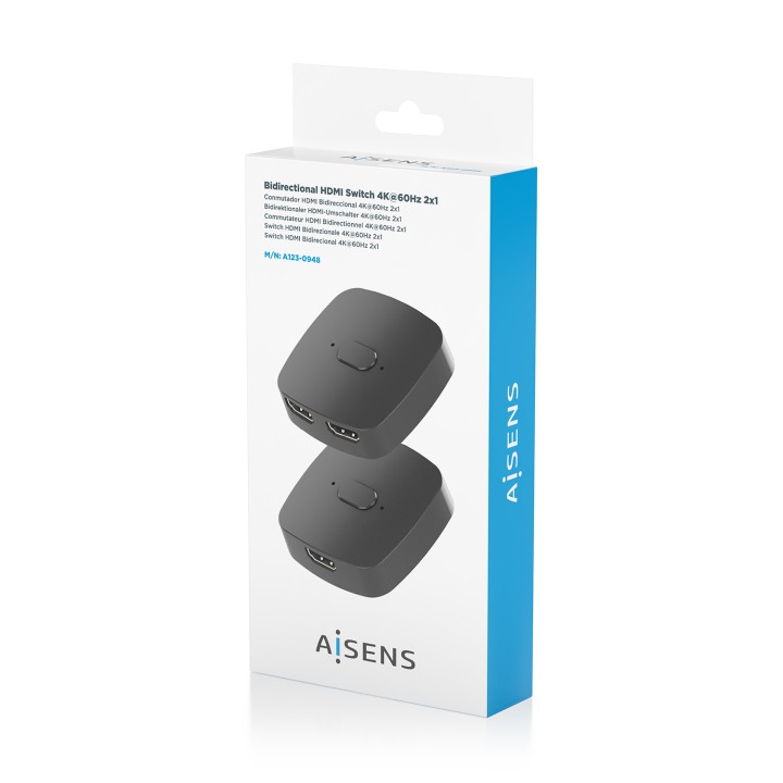 Conmutador AISENS 4K/60Hz 2xHDMI Negro (A123-0948)