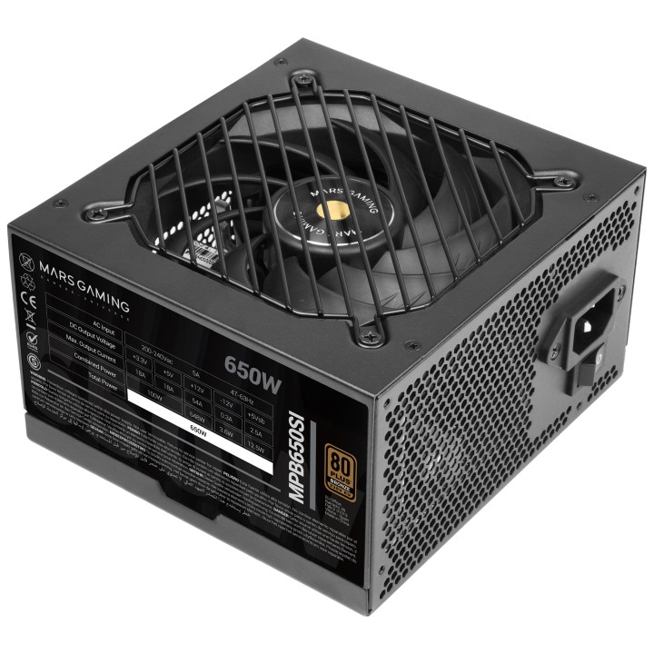 Fuente Mars Gaming 650W ATX 80+ Bronze Negra (MPB650SI)