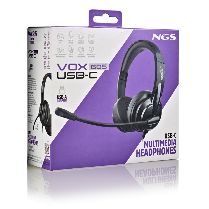Auric+Micro NGS Circumaurales USB-C Negros (VOX605USBC)