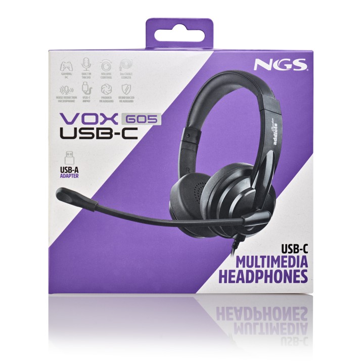 Auric+Micro NGS Circumaurales USB-C Negros (VOX605USBC)
