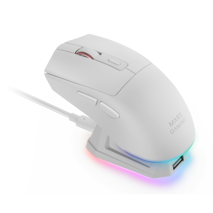 Ratón Mars Gaming RF Wireless BT 14400dpi Blanco(MMT3W)