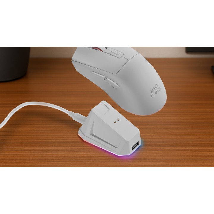 Ratón Mars Gaming RF Wireless BT 14400dpi Blanco(MMT3W)
