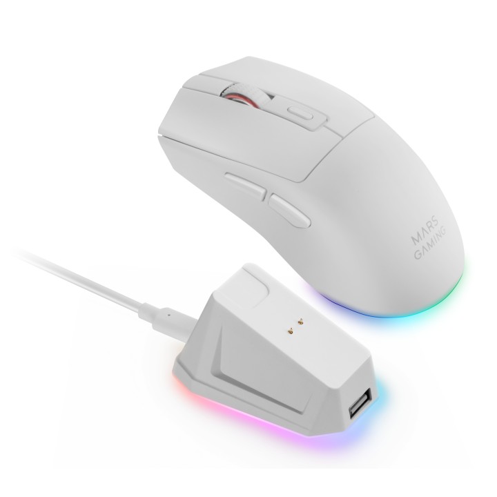 Ratón Mars Gaming RF Wireless BT 14400dpi Blanco(MMT3W)