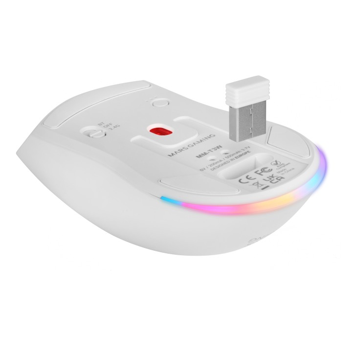Ratón Mars Gaming RF Wireless BT 14400dpi Blanco(MMT3W)