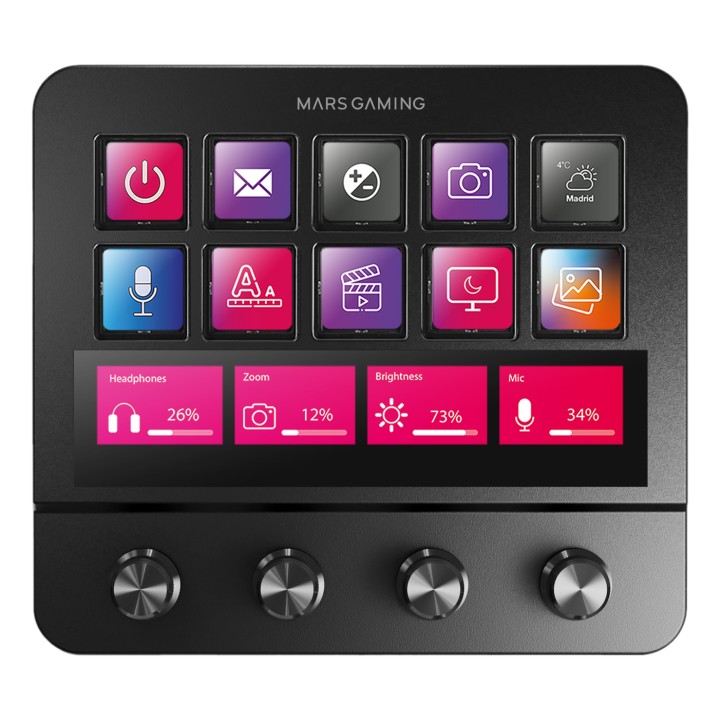 Control Deck Mars Gaming LCD 10 Teclas Negro (MSDPRO)