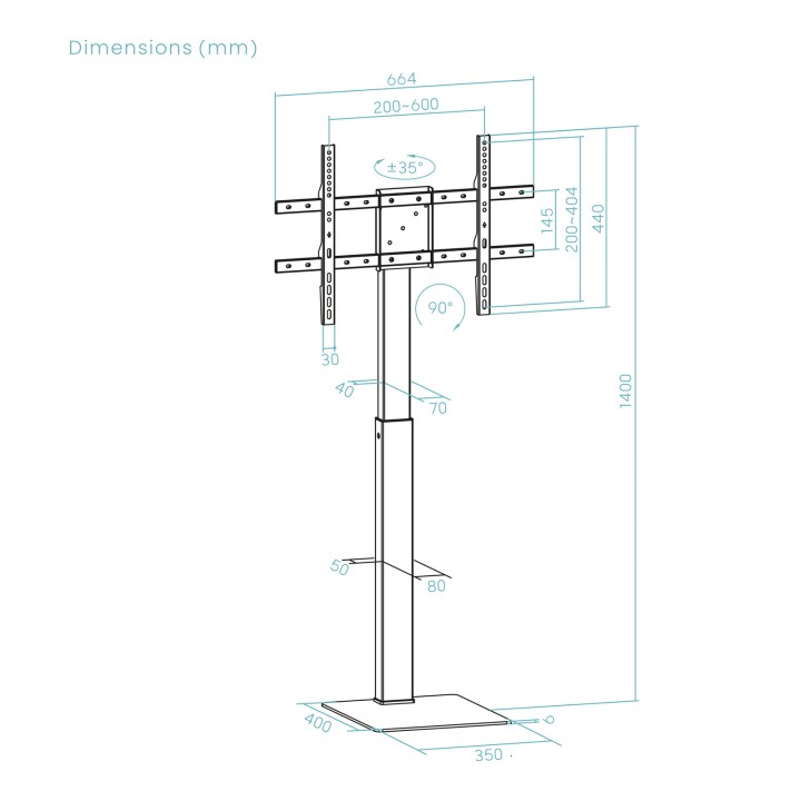 Soporte de Suelo TooQ 37"-70" Gira/Rota (FS2286M-B)