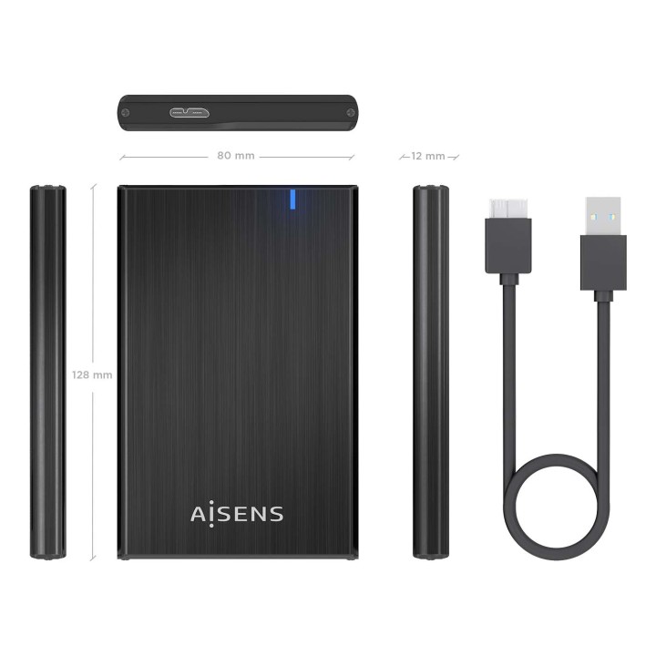 Caja AISENS HDD/SSD 2.5" mUSB USB-C Negra (ASE-2528B)