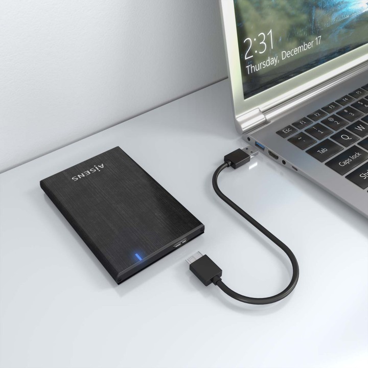 Caja AISENS HDD/SSD 2.5" mUSB USB-C Negra (ASE-2528B)