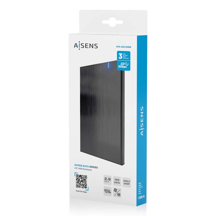 Caja AISENS HDD/SSD 2.5" mUSB USB-C Negra (ASE-2528B)