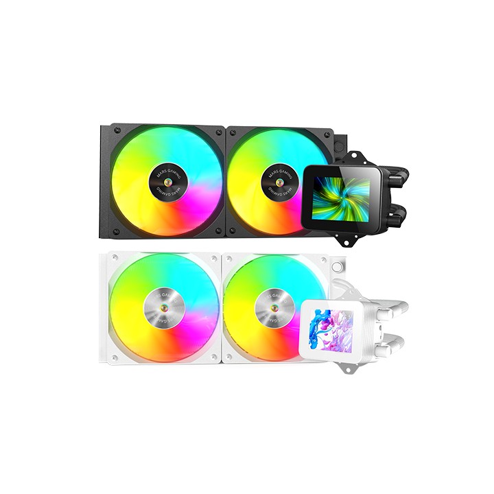 Ref. Líq. Mars Gaming ARGB 2x120mm Blanca(MLVISION240W)