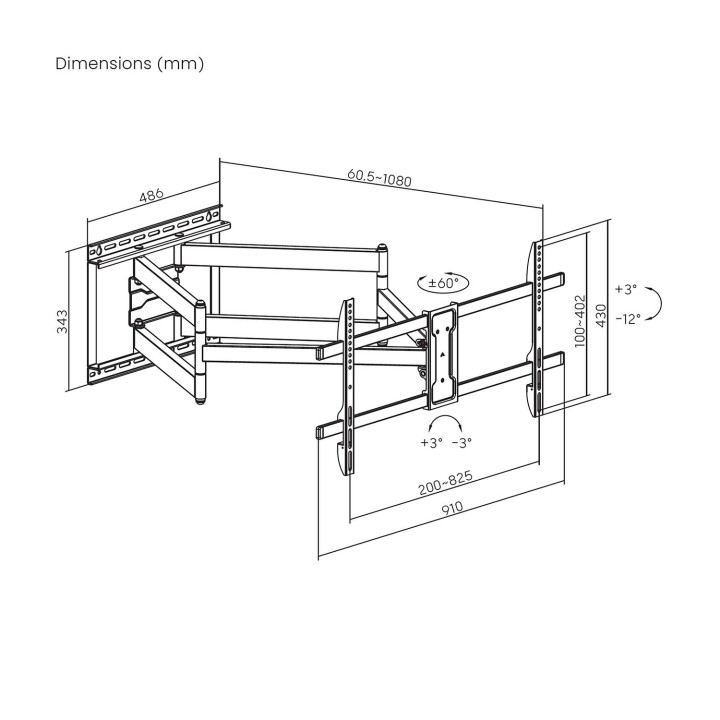 Soporte Pared Aisens 43-90" Gira/Inc/Niv (WT90TSLE-387)