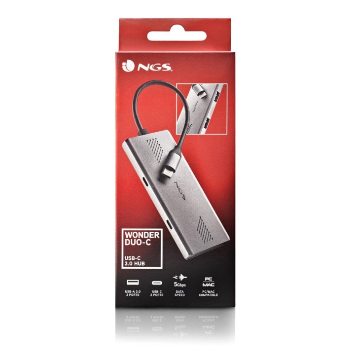 Hub NGS USB-C a 2xUSB-A/2xUSB-C Plata (WONDERDUO-C)