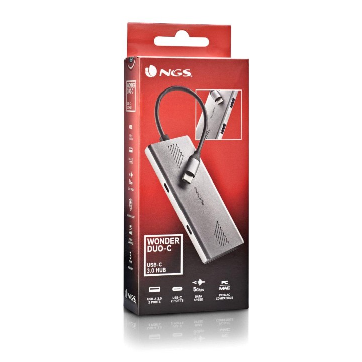 Hub NGS USB-C a 2xUSB-A/2xUSB-C Plata (WONDERDUO-C)
