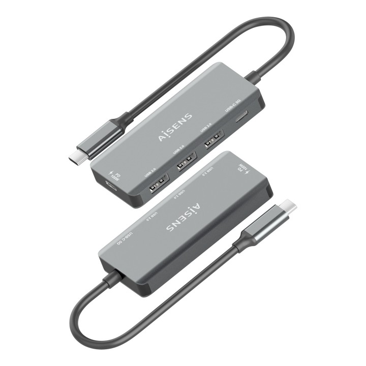 Hub AISENS USB-C a 3xUSB 2.0 PD 100W Gris (A109-0945)