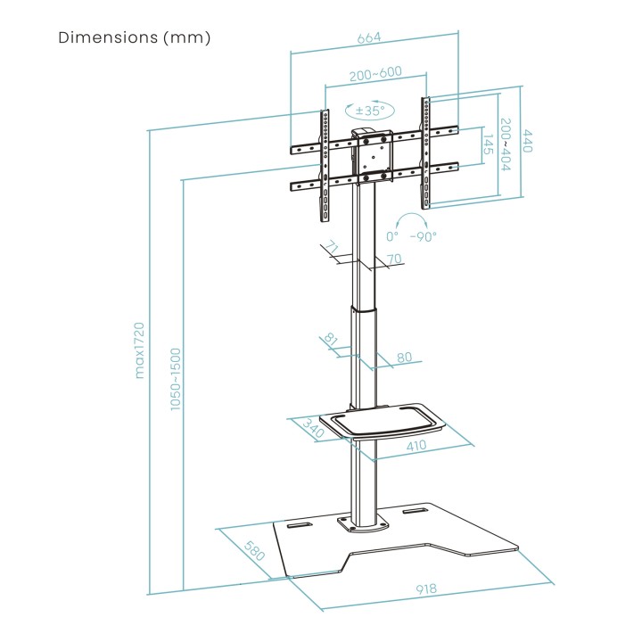 Soporte Suelo TooQ 37"-70" Rota/Ajustable (FS2284M-B)