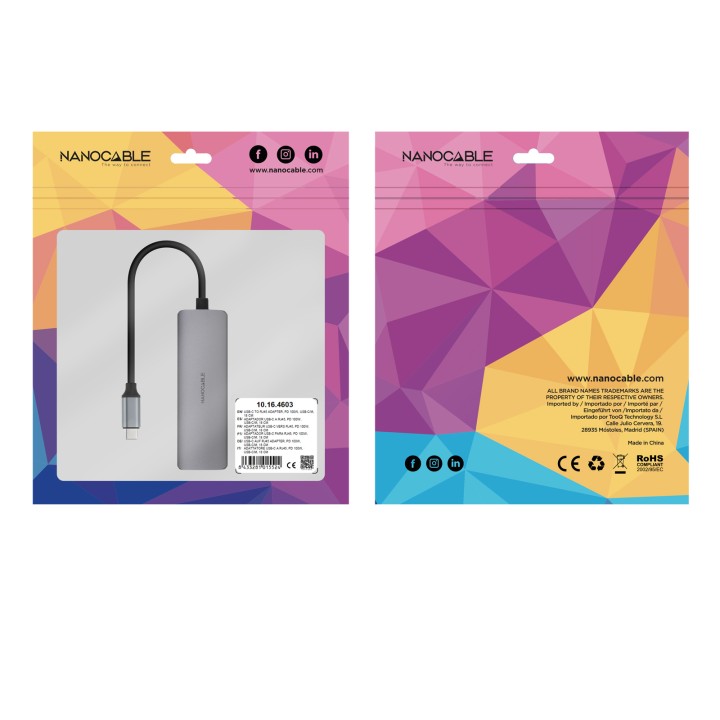 Hub Nanocable USB-C a 1xUSB-C 3.0/1xRJ45 (10.16.4603)