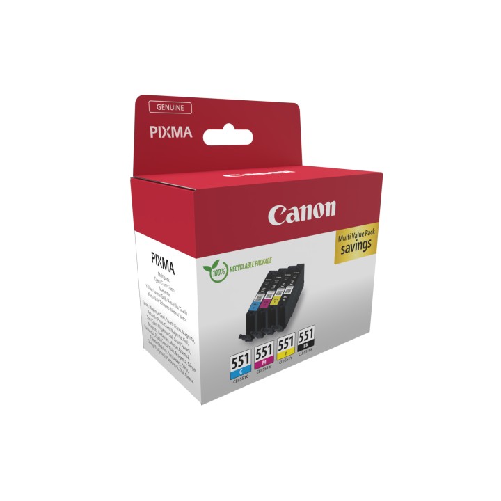 Tinta Canon CLI-551 Pack Negro/Tricolor (6509B015)