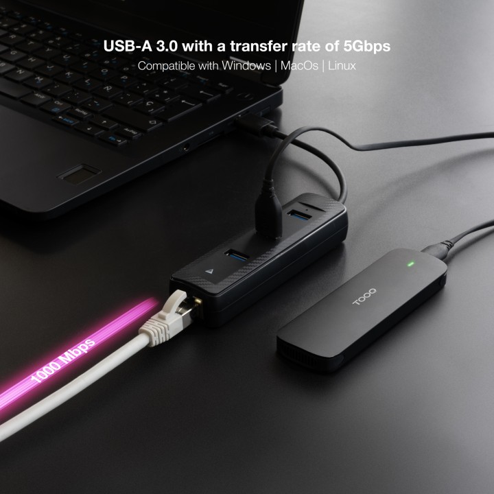 Hub Nanocable USB-A a 1xUSB-A 3.0/1xRJ45 (10.16.4604)