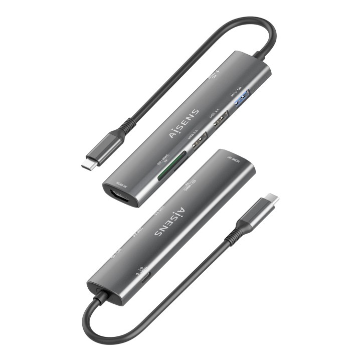 Docking AISENS 7en1 USB-C Gris (ASUC-7P027-GR)