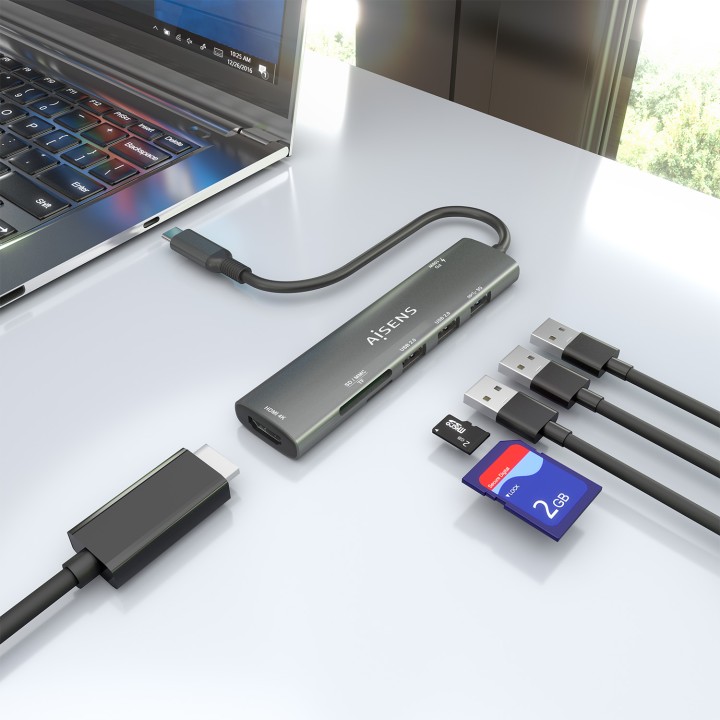 Docking AISENS 7en1 USB-C Gris (ASUC-7P027-GR)
