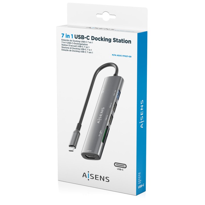 Docking AISENS 7en1 USB-C Gris (ASUC-7P027-GR)