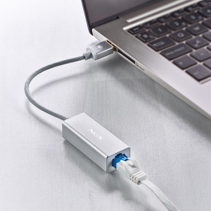 Adaptador NGS USB 3.0 a RJ45 GbE Plata (HACKER3.0)