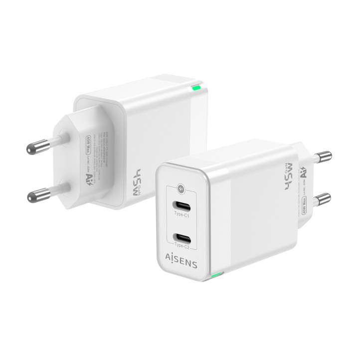Cargador Pared AISENS 2Usb-C 45W (ASCH-45W2P005-W)