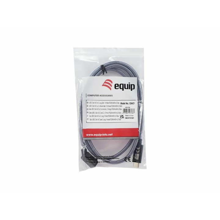 Cable EQUIP USB-C/M a USB-C/M 1m Negro (EQ128421)