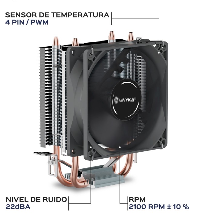 Ventilador CPU UNYKA UNYCOOL H20 90mm Negro (UK322001)
