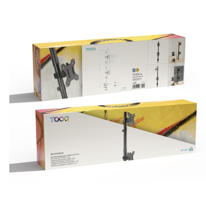 Soporte Mesa TooQ 2 Monitores Gira/Incl (DB1233TNV-B)