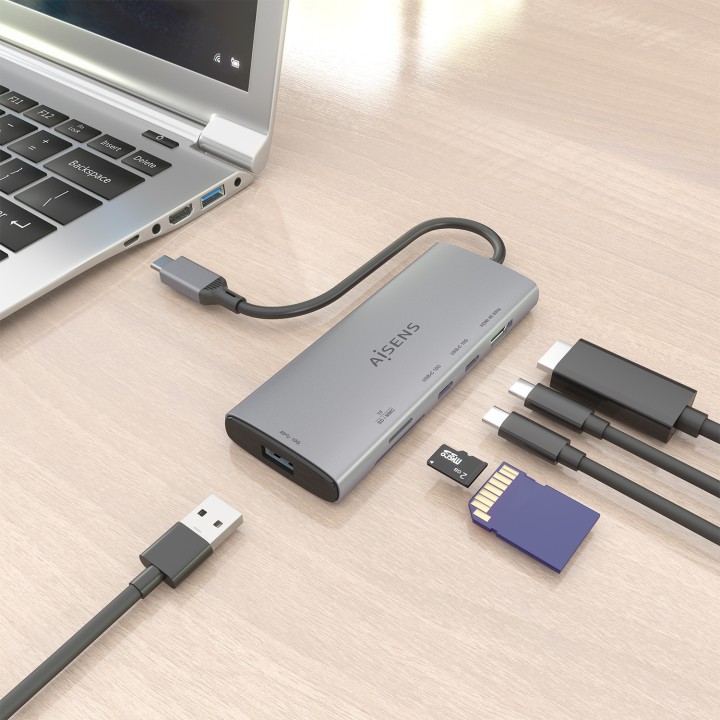 Docking AISENS 6en1 USB-C 4K/60Hz Gris (ASUC-6P029-GR)