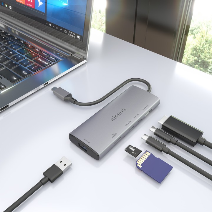 Docking AISENS 6en1 USB-C 4K/60Hz Gris (ASUC-6P029-GR)