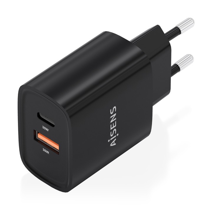 Cargador de Pared AISENS 30W USB-A/C Negro (A110-0953)