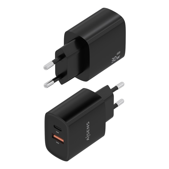 Cargador de Pared AISENS 30W USB-A/C Negro (A110-0953)