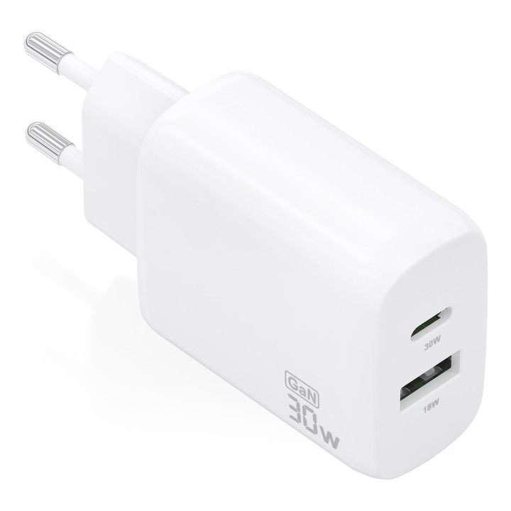 Cargador Pared AISENS USB-A USB-C 30W Blanco(A110-0923)