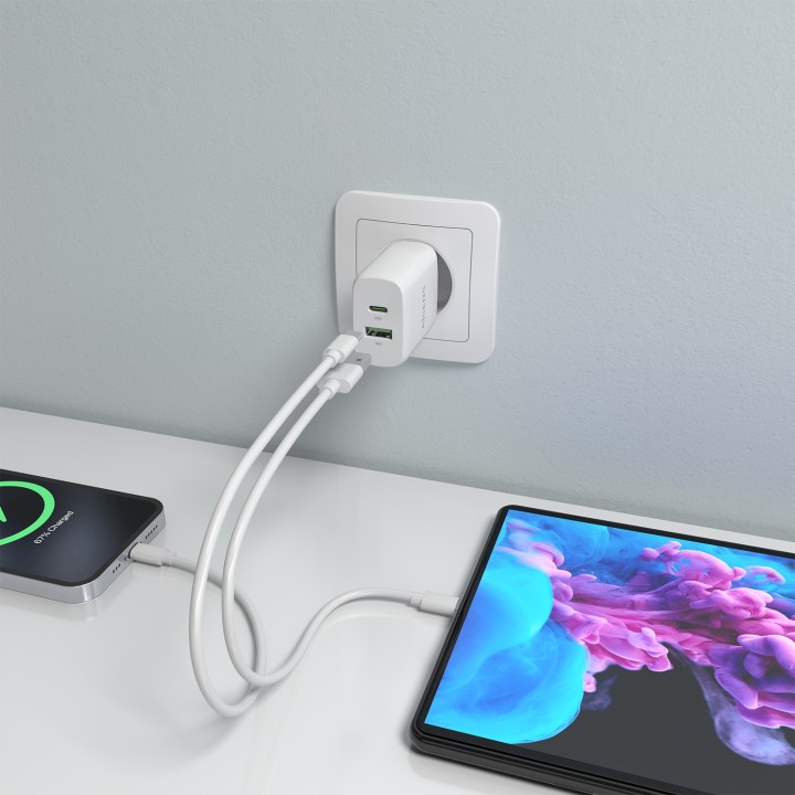 Cargador Pared AISENS USB-A USB-C 30W Blanco(A110-0923)
