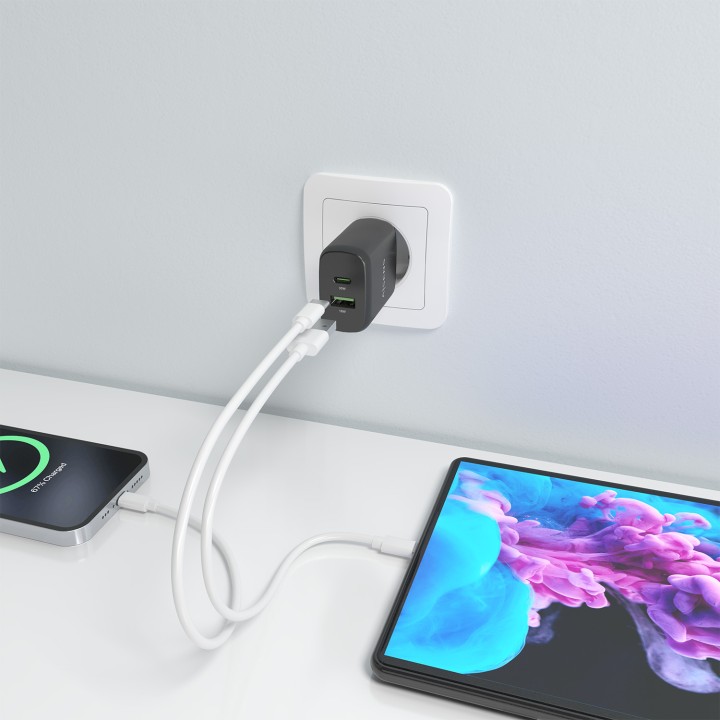 Cargador Pared AISENS 30W USB-A USB-C Negro (A110-0924)