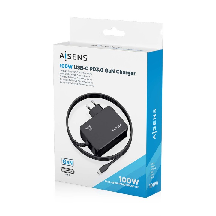 Cargador AISENS 100W USB-C Negro (ASCH-1PD100WL50-BK)