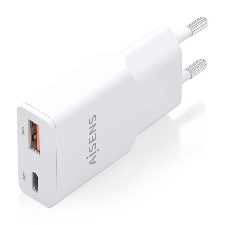 Cargador Pared AISENS USB-A USB-C 30W (ASCH-30W2P046-W)