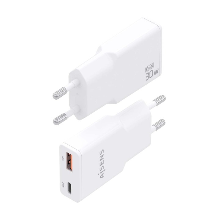 Cargador Pared AISENS USB-A USB-C 30W (ASCH-30W2P046-W)