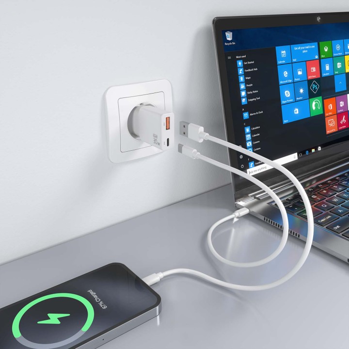 Cargador Pared AISENS USB-A USB-C 30W (ASCH-30W2P046-W)