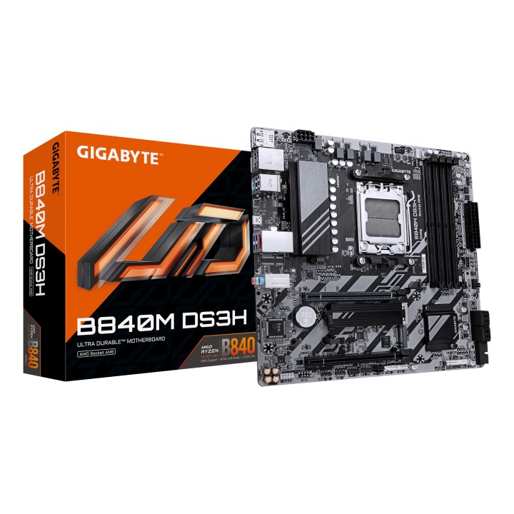 GIGABYTE B840M DS3H: (AM5) 4DDR5 USB DP HDMI RJ45 mATX