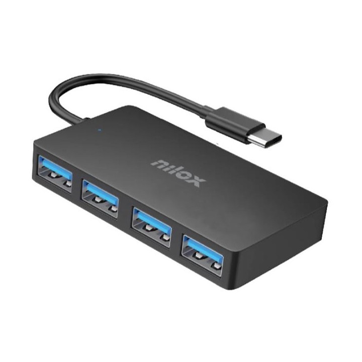 Docking Station NILOX 4xUSB-C 3.0 Negro (NXHUBUSC04)