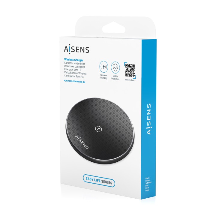 Cargador AISENS Inalámbrico Qi Usb-C(ASCH-15W1WC058-BK)