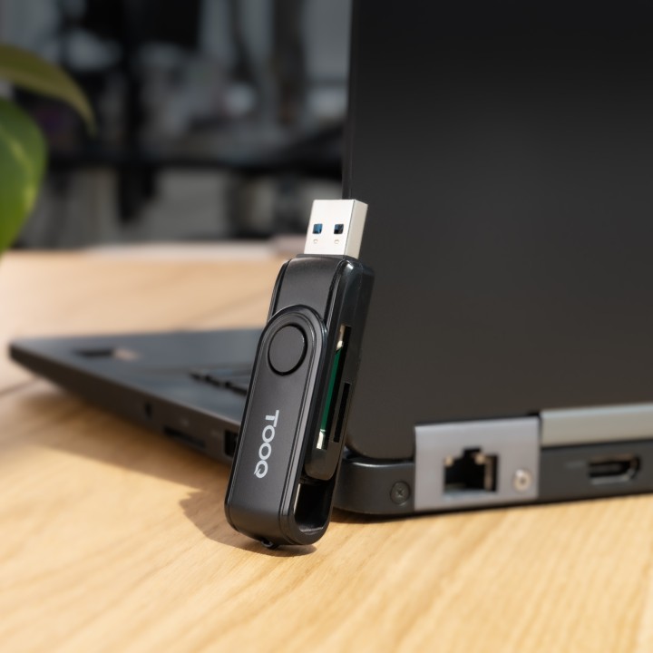 Lector de Tarjetas TooQ USB-A USB-C Negro (TQR-3003B)