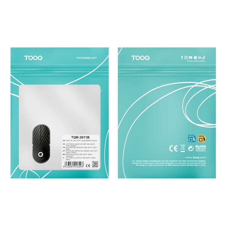 Lector TooQ DNIe USB-C 2.0 Negro (TQR-3011B)