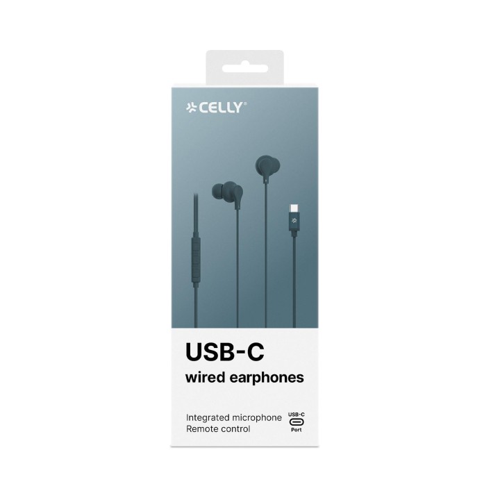 Auriculares CELLY Earphones USB-C Azul (UP1600TYPECBL)