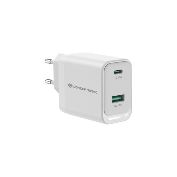 Cargador CONCEPTRONIC USB-A/C 45W PD 3.0 (ALTHEA20W45)