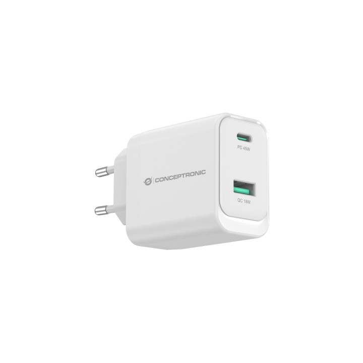 Cargador CONCEPTRONIC USB-A/C 45W PD 3.0 (ALTHEA20W45)