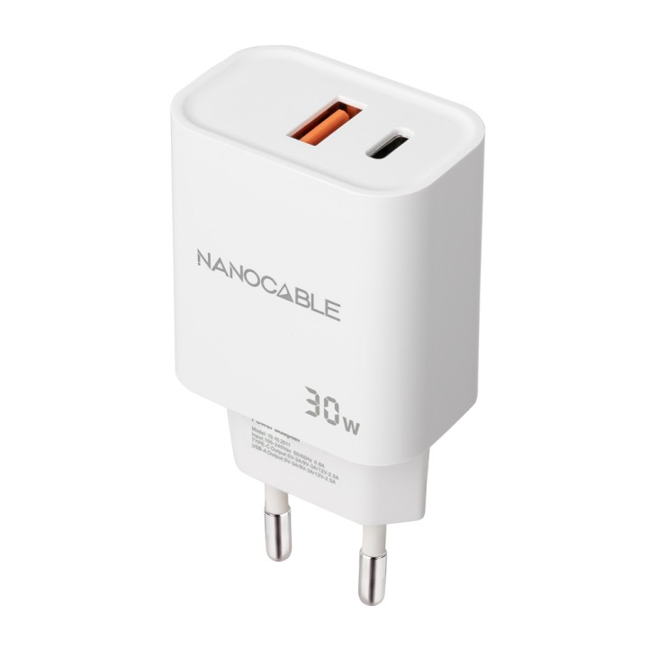 Cargador Pared Nanocable USB-A/C 30W Blanco(10.10.2011)